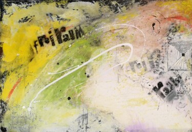 Painting titled "Freiraum (gelb) 70x…" by Cäcilia Schlapper, Original Artwork, Acrylic Mounted on Wood Stretcher frame
