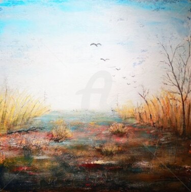 Painting titled "Hochmoor Acryl/LW 8…" by Cäcilia Schlapper, Original Artwork, Acrylic Mounted on Wood Stretcher frame