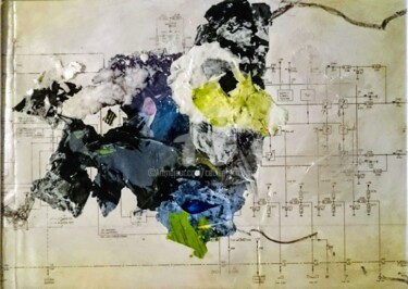 Картина под названием "Maske auf Papier Di…" - Cäcilia Schlapper, Подлинное произведение искусства, Коллажи Установлен на ка…
