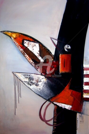 Malerei mit dem Titel "Papageno I 80x120 v…" von Cäcilia Schlapper, Original-Kunstwerk, Acryl Auf Keilrahmen aus Holz montie…
