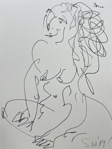 Drawing titled "Lotus Seat Act (Tri…" by Cäcilie Von Manal, Original Artwork, Marker