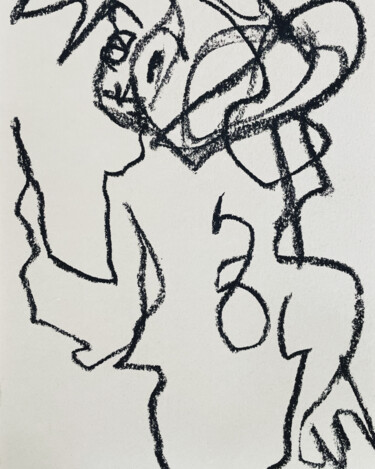 Zeichnungen mit dem Titel "Elegant Elderly Lad…" von Cäcilie Von Manal, Original-Kunstwerk, Kohle