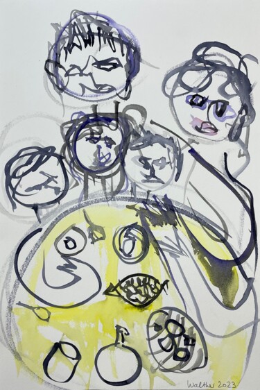 Pintura titulada "Papa's Kids" por Cäcilie Von Manal, Obra de arte original, Acuarela