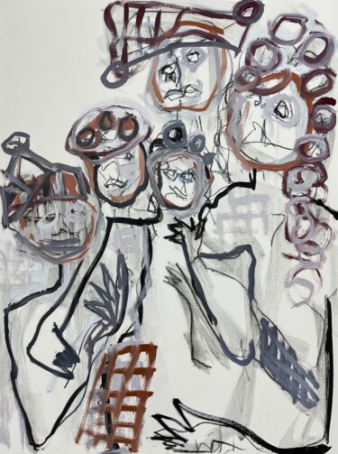 Painting titled "Family of Five (II)" by Cäcilie Von Manal, Original Artwork, Oil