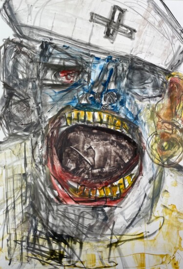 Painting titled "Screaming Pope (Stu…" by Cäcilie Von Manal, Original Artwork, Graphite