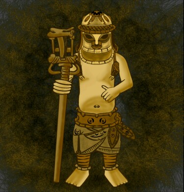 Grafika cyfrowa / sztuka generowana cyfrowo zatytułowany „The Benin artefact” autorstwa Caddy Ilabor, Oryginalna praca, 2D p…