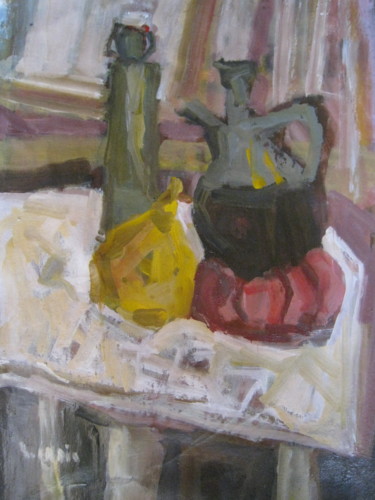 Peinture intitulée "une poire" par Gildas Cadic, Œuvre d'art originale, Huile