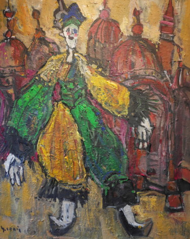 Peinture intitulée "le clown qui venait…" par Gildas Cadic, Œuvre d'art originale, Acrylique