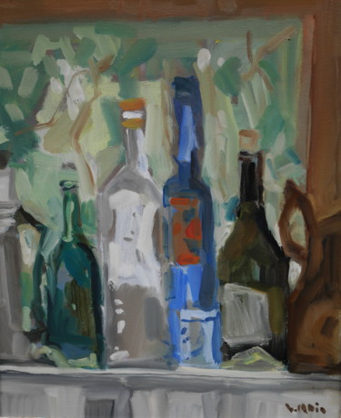 Pintura titulada "bouteilles à l'atel…" por Gildas Cadic, Obra de arte original, Oleo