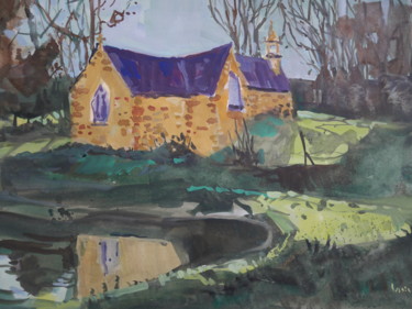 Painting titled "chapelle de st laur…" by Gildas Cadic, Original Artwork, Gouache