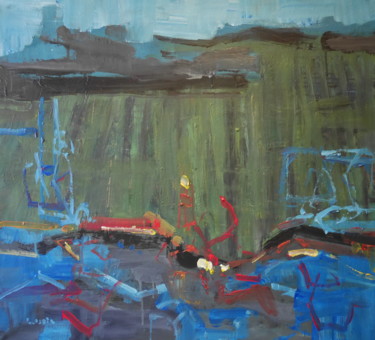 Pittura intitolato "paysage nf" da Gildas Cadic, Opera d'arte originale, Acrilico