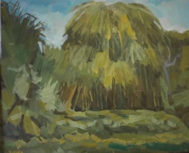 Painting titled "bambous dans le jar…" by Gildas Cadic, Original Artwork, Oil
