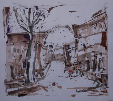 Printmaking titled "Rue de lorient" by Gildas Cadic, Original Artwork, Monotype