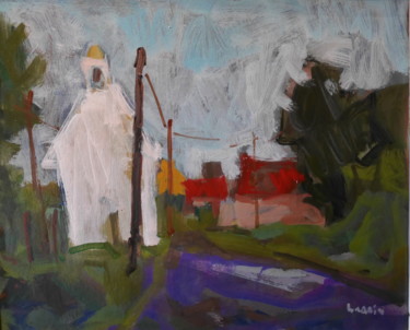 Painting titled "village de locmaria…" by Gildas Cadic, Original Artwork, Oil