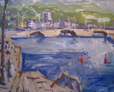 Painting titled "pont jeanne la flam…" by Gildas Cadic, Original Artwork, Gouache