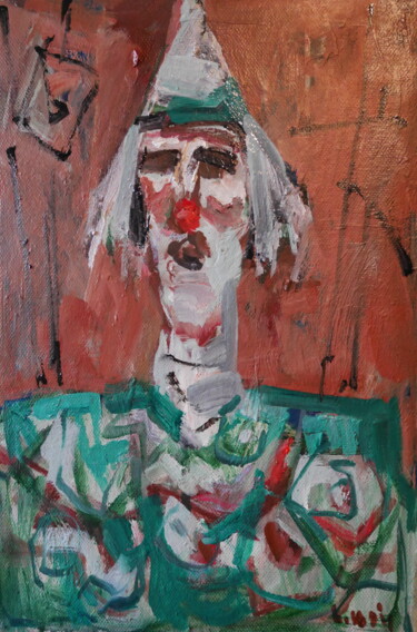 Painting titled "clown alpha" by Gildas Cadic, Original Artwork, Oil