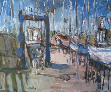 Malerei mit dem Titel "navires au carénage…" von Gildas Cadic, Original-Kunstwerk, Acryl