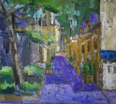 Pintura intitulada "ruelle ville close…" por Gildas Cadic, Obras de arte originais, Óleo