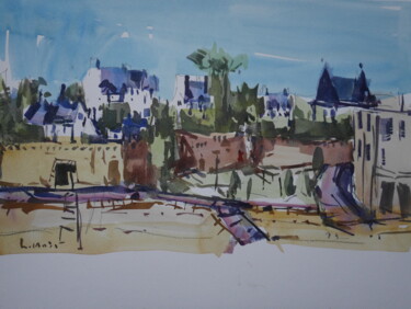 Painting titled "les remparts henneb…" by Gildas Cadic, Original Artwork, Watercolor