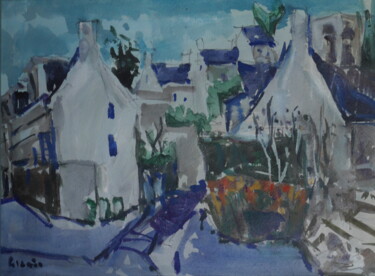 Malerei mit dem Titel "Ruelle vielle ville…" von Gildas Cadic, Original-Kunstwerk, Aquarell