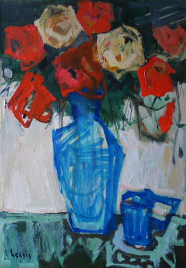 Painting titled "bouquet 23" by Gildas Cadic, Original Artwork, Oil