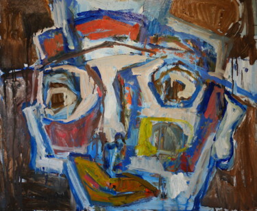 Painting titled "Tête 0223" by Gildas Cadic, Original Artwork, Oil