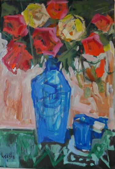 Painting titled "bouquet v 23" by Gildas Cadic, Original Artwork, Oil