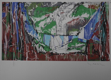 Gravures & estampes intitulée "les linges sèchent" par Gildas Cadic, Œuvre d'art originale, Impression numérique