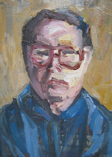 Peinture intitulée "autoportrait" par Gildas Cadic, Œuvre d'art originale, Huile