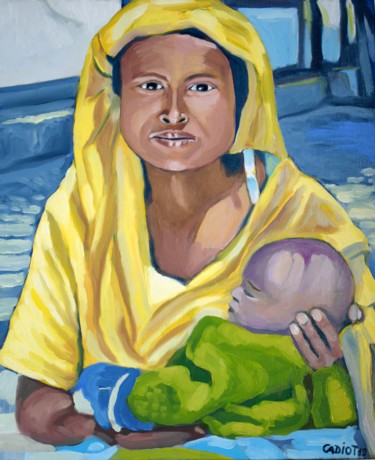 La Madone Peinture intitulée "La Madone" par Christophe Cadiot, Œuvre d'art originale, Huile