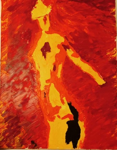Painting titled "Flammes jumelles" by Ki, Original Artwork, Oil