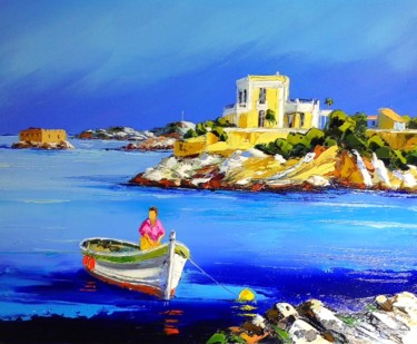 Painting titled "PECHEUR MARSEILLAIS" by Calabro, Original Artwork, Oil