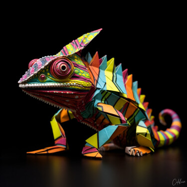 Digital Arts titled "Rainbow Reptile" by Calahaan, Original Artwork, 3D Modeling