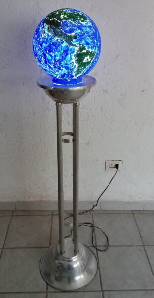 Художественная композиция под названием "WORLD LAMP" - Calavera Estudio Dgo Mx, Подлинное произведение искусства, Светильник