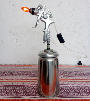 Diseño titulada "Calavera Spray Gun…" por Calavera Estudio Dgo Mx, Obra de arte original, Acero inoxidable