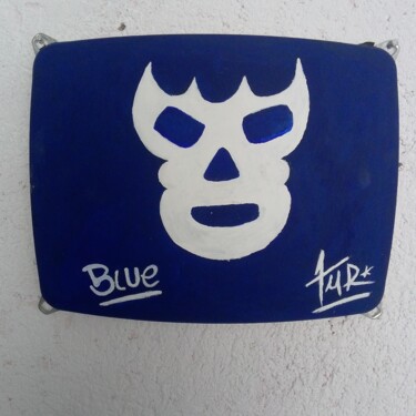 Malerei mit dem Titel "Blue" von Calavera Estudio Dgo Mx, Original-Kunstwerk, Acryl Auf Metall montiert