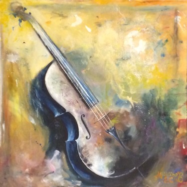Schilderij getiteld "Cello" door Yevgeny Milanov, Origineel Kunstwerk, Olie