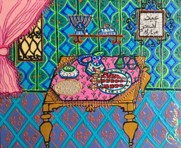 Painting titled "EID EL ADJA MUBARAK" by Ruth Calderin, Original Artwork, Acrylic