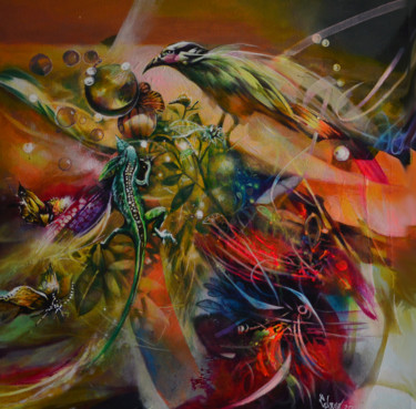 Peinture intitulée "La chasse au papill…" par Jorge Calero, Œuvre d'art originale, Acrylique