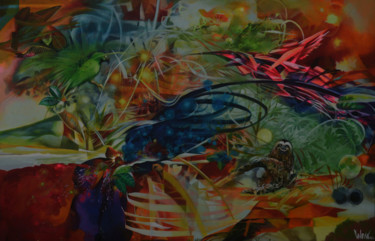 Painting titled "Firebird" by Jorge Calero, Original Artwork, Acrylic