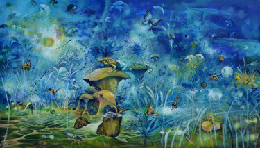 Картина под названием "Butterflies & Dande…" - Jorge Calero, Подлинное произведение искусства, Акрил