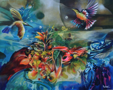 Painting titled "fantasy" by Jorge Calero, Original Artwork, Acrylic