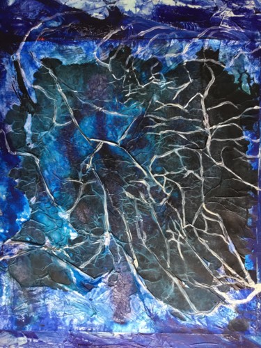 Malerei mit dem Titel "Dendrites bleues" von Danielle Calfond, Original-Kunstwerk, Tinte