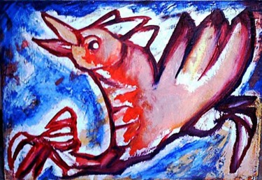 Peinture intitulée "coq" par Caliban Ramirez, Œuvre d'art originale, Huile