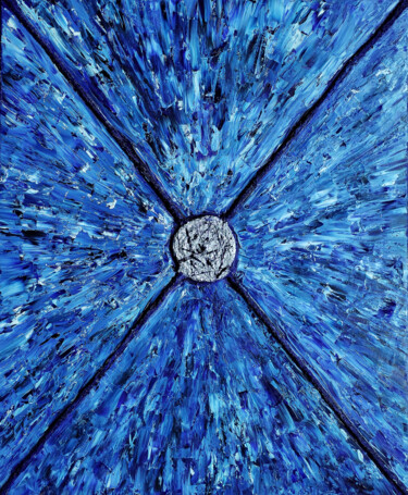 Peinture intitulée "BLUE DRAGONFLY" par Sandrine Bollaert (CALIZ), Œuvre d'art originale, Huile Monté sur Châssis en bois