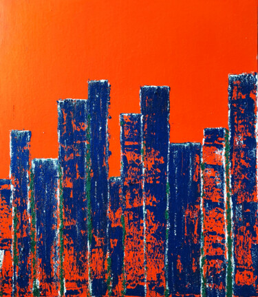 Картина под названием "LIGHTS OF CITY" - Sandrine Bollaert (CALIZ), Подлинное произведение искусства, Акрил Установлен на Де…