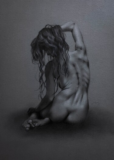 Painting titled "Body Study #1" by Calla Tsukishiro, Original Artwork, Charcoal