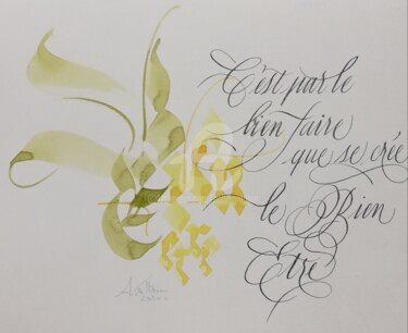 Dessin intitulée "Bien être" par Calli-Style, Œuvre d'art originale, Encre