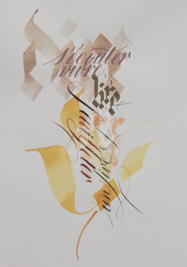 Dessin intitulée "S'écouter vivre" par Calli-Style, Œuvre d'art originale, Encre