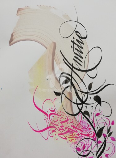 Drawing titled "Amitié, amical" by Calli-Style, Original Artwork, Ink